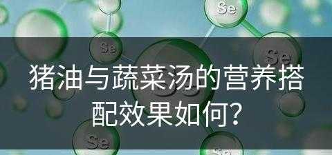 猪油与蔬菜汤的营养搭配效果如何？